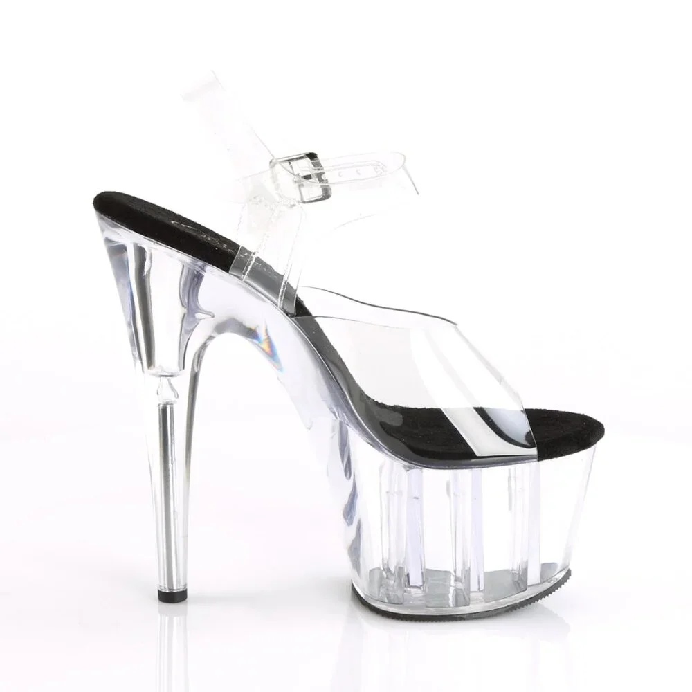 Pleaser Adore 708 Clear and Black Platform Heels - Picture 4 of 4